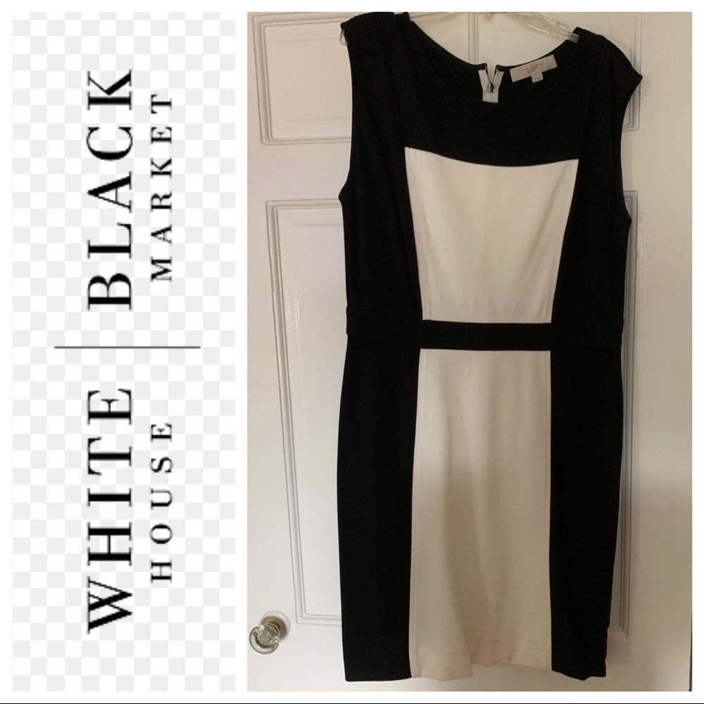 Loft black and white color block dress